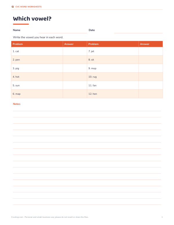 Preview of Printable Short Vowel Sort Worksheet